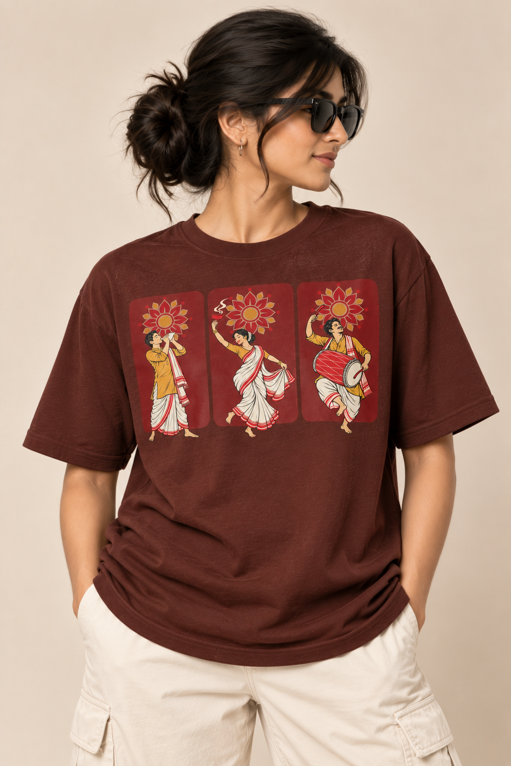 The Festive Trio Female Front - Color: Brick Red